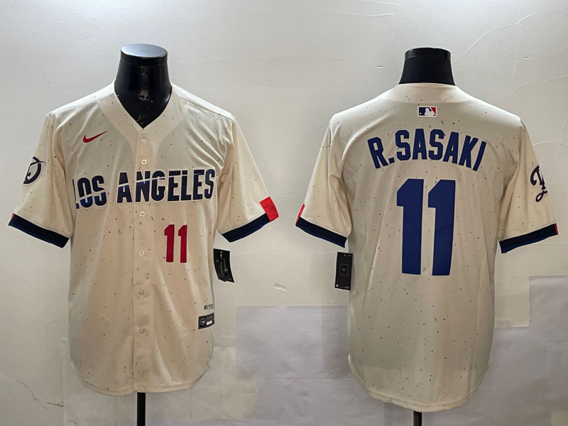 Men Los Angeles Dodgers #11 R Sasaki cream 2025 MLB nike jersey style 3->los angeles dodgers->MLB Jersey